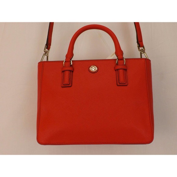 NWT TORY BURCH ROBINSON MINI SAFFIANO VERMILLION RED LEATHER ZIP CROSSBODY BAG - Picture 6 of 11